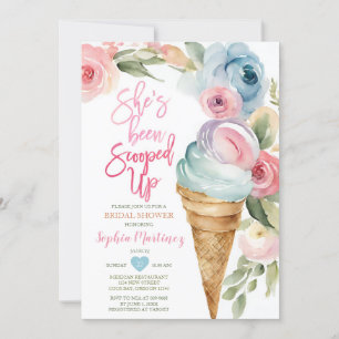 Colourful Flowers Summer Ice Cream Bridal Shower Invitation