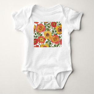 Colourful flowers: summer watercolor pattern. baby bodysuit