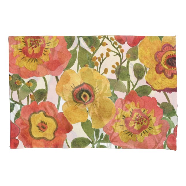 Colourful flowers: summer watercolor pattern. pillowcase (Front)
