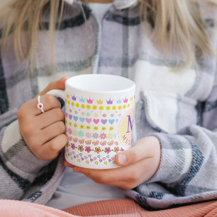 Colourful Flowers Sun & Hearts Pattern, Pink Flora Coffee Mug