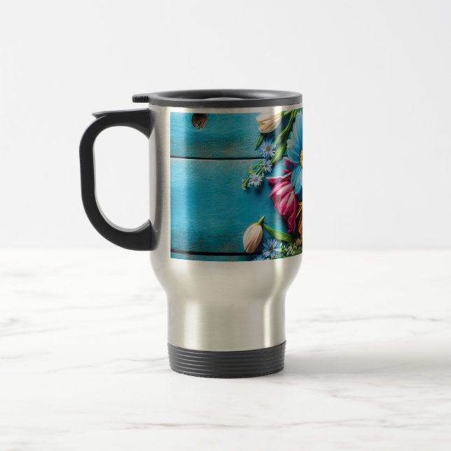 Colourful Flowers Travel Mug (Left)