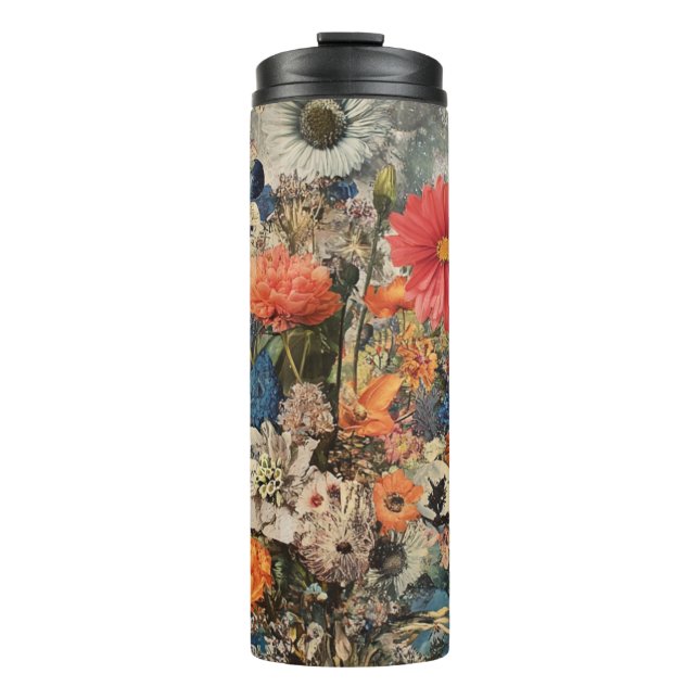 Colourful Flowers Under Full Moon Thermal Tumbler (Front)