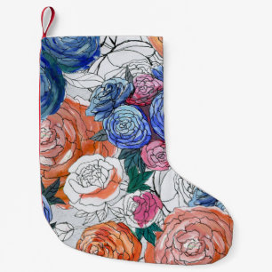 Colourful Flowers: Vibrant Seamless Pattern Small Christmas Stocking
