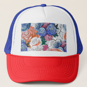 Colourful Flowers: Vibrant Seamless Pattern Trucker Hat