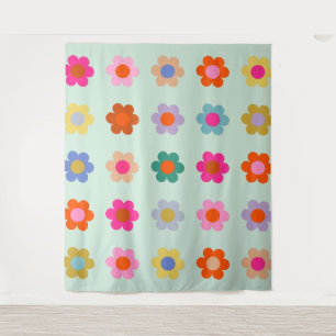 Colourful Flowers Vintage Floral Tapestry