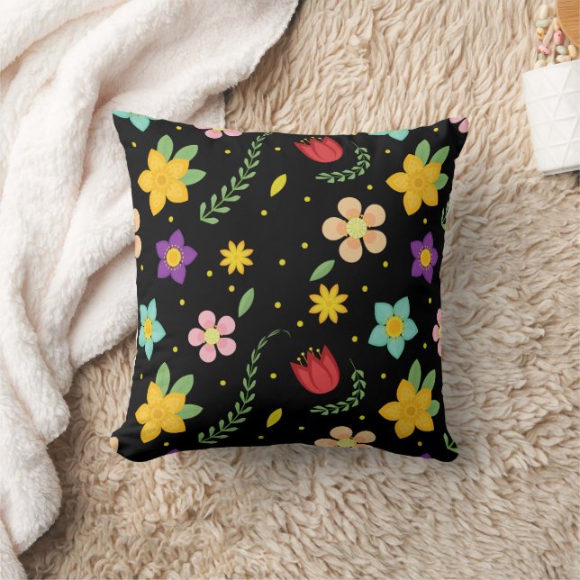 Colourful Flowers Watercolor Cute      Cushion (Blanket)