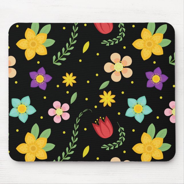  Colourful Flowers Watercolor Cute Mouse Mat (Front)