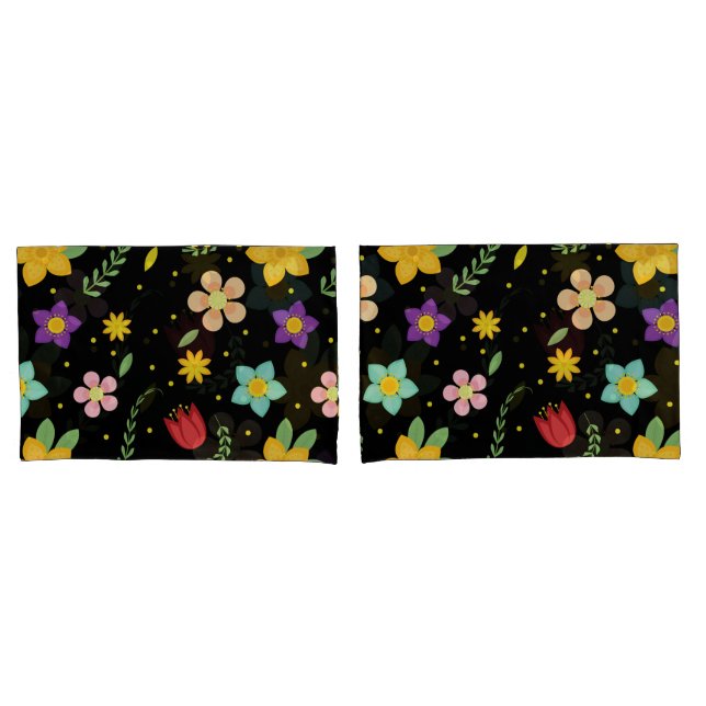  Colourful Flowers Watercolor Cute      Pillowcase (Front-Set)