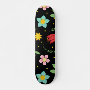 Colourful Flowers Watercolor Cute Skateboard