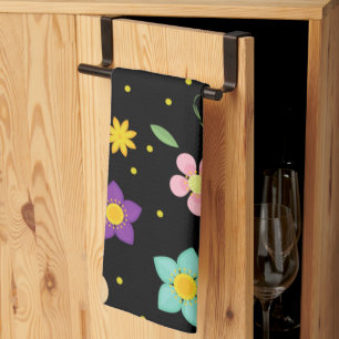 Colourful Flowers Watercolor Cute Tea Towel