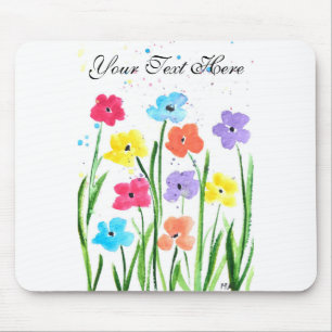 Colourful flowers watercolour Floral Nature chic Mouse Mat