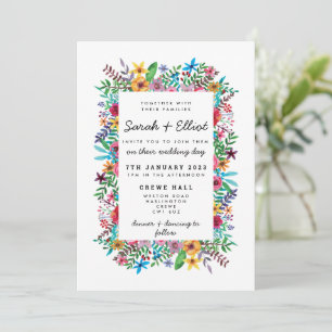 Colourful Flowers Wedding Invitation