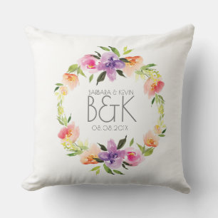 Colourful Flowers Wedding Wreath Cushion