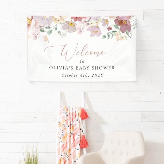 Colourful Flowers, Wildflowers, Baby Shower Welcom Banner (Insitu)