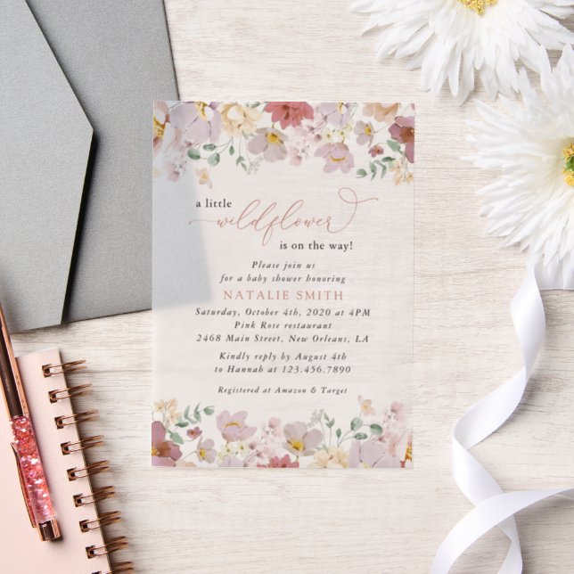 Colourful Flowers, Wildflowers, Boho, Baby Shower Vellum Invitations (Wedding)