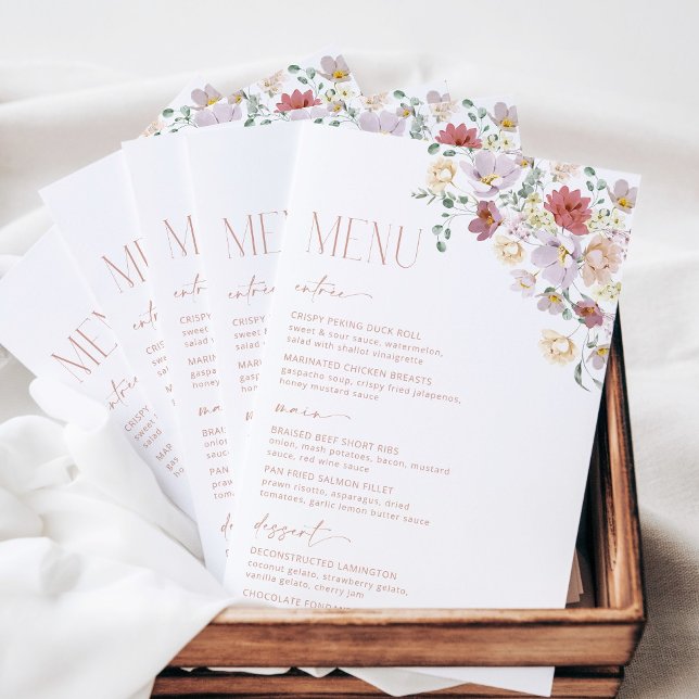 Colourful Flowers, Wildflowers, Boho, Bridal Menu (Creator Uploaded)