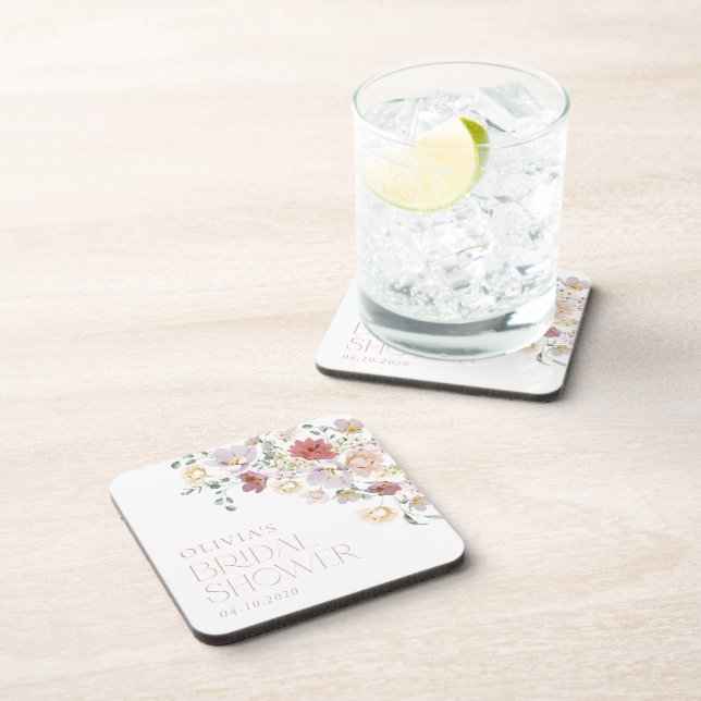 Colourful Flowers, Wildflowers, Boho, Bridal Showe Coaster (Right Side)