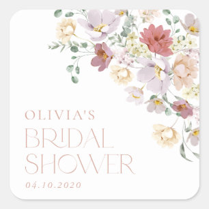 Colourful Flowers, Wildflowers, Boho, Bridal Showe Square Sticker