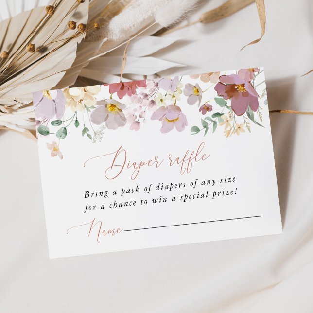 Colourful Flowers, Wildflowers, Boho, Diaper Raffl Enclosure Card (Creator Uploaded)