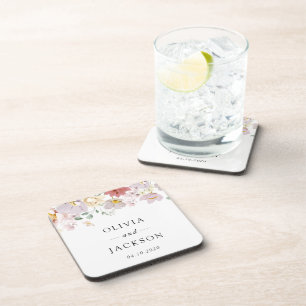 Colourful Flowers, Wildflowers, Boho, Wedding Coaster