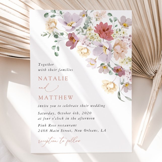 Colourful Flowers, Wildflowers, Boho, Wedding Invitation (Creator Uploaded)