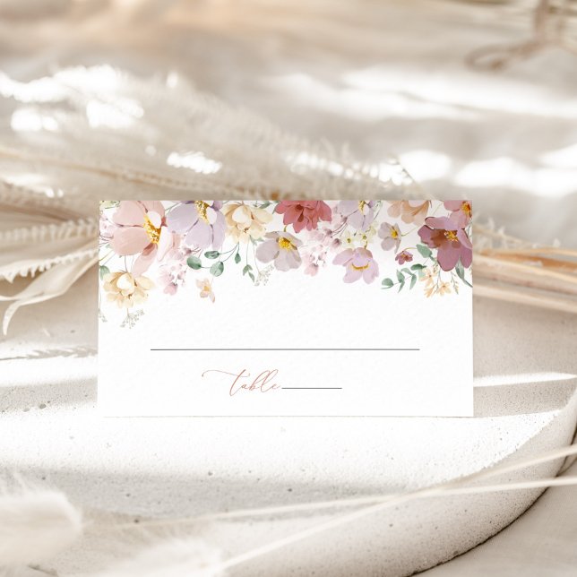 Colourful Flowers, Wildflowers, Boho, Wedding Place Card (Creator Uploaded)