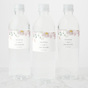 Colourful Flowers, Wildflowers, Boho, Wedding Water Bottle Label