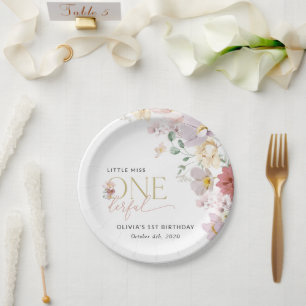 Colourful Flowers, Wildflowers, First Birthday Paper Plate