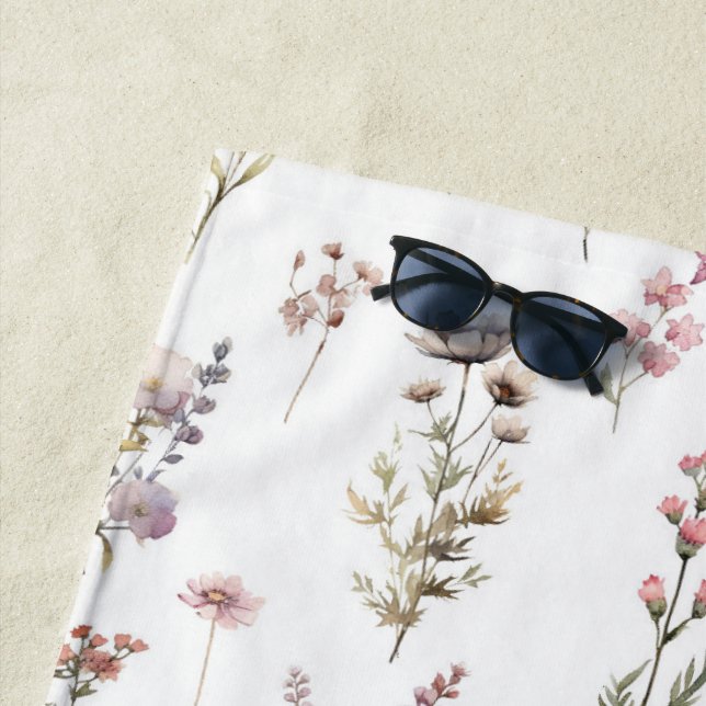Colourful Flowers, Wildflowers, Garden Flowers Beach Towel (In Situ)