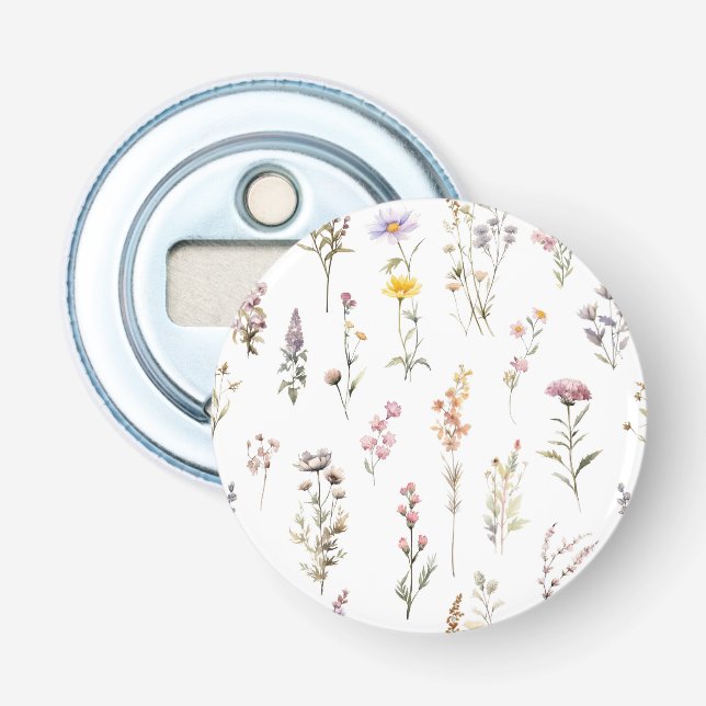 Colourful Flowers, Wildflowers, Garden Flowers Bottle Opener (Front)