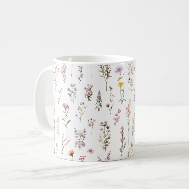 Colourful Flowers, Wildflowers, Garden Flowers Coffee Mug (Front Left)