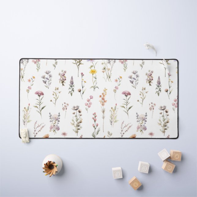 Colourful Flowers, Wildflowers, Garden Flowers Desk Mat (Kids Table)