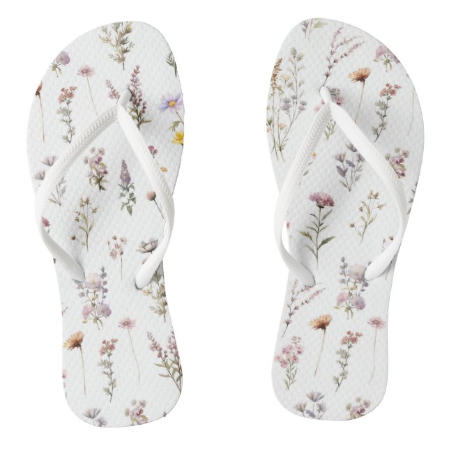 Colourful Flowers, Wildflowers, Garden Flowers Flip Flops (Footbed)