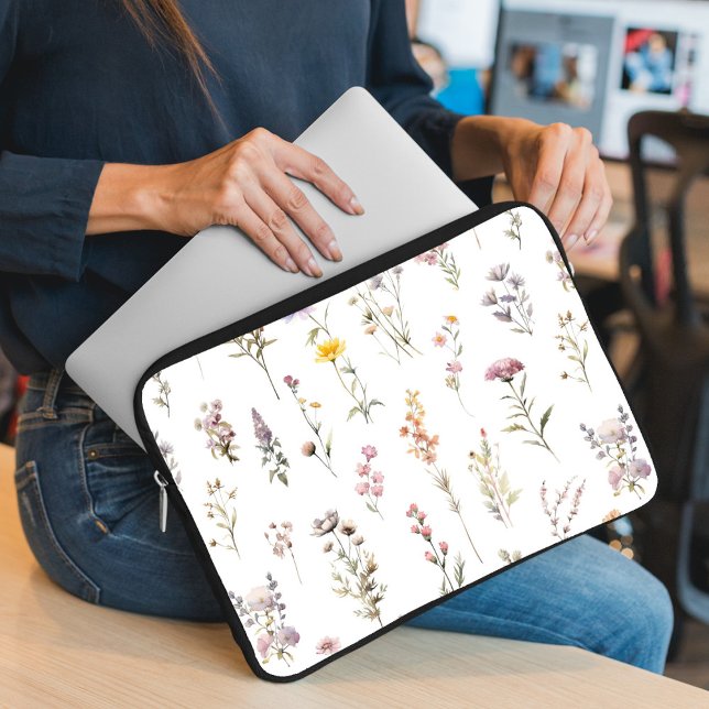 Colourful Flowers, Wildflowers, Garden Flowers Laptop Sleeve (Creator Uploaded)