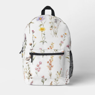 Colourful Flowers, Wildflowers, Garden Flowers Printed Backpack
