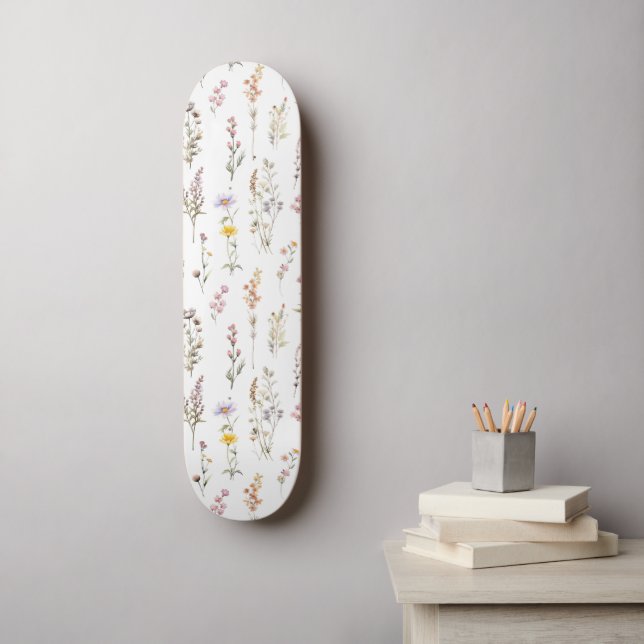 Colourful Flowers, Wildflowers, Garden Flowers Skateboard (Wall Art)