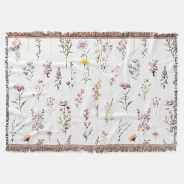 Colourful Flowers, Wildflowers, Garden Flowers Throw Blanket (Front)