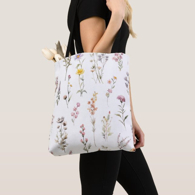 Colourful Flowers, Wildflowers, Garden Flowers Tote Bag (Close Up)