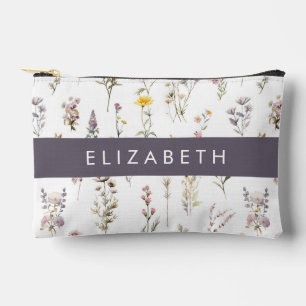Colourful Flowers, Wildflowers, Greenery, Your Nam Accessory Pouch