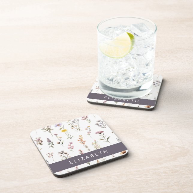 Colourful Flowers, Wildflowers, Greenery, Your Nam Coaster (Right Side)
