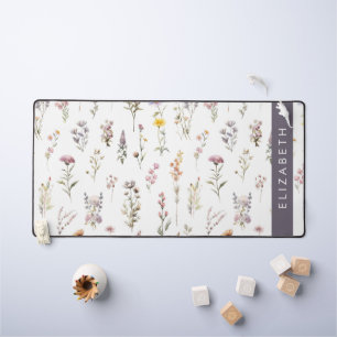 Colourful Flowers, Wildflowers, Greenery, Your Nam Desk Mat