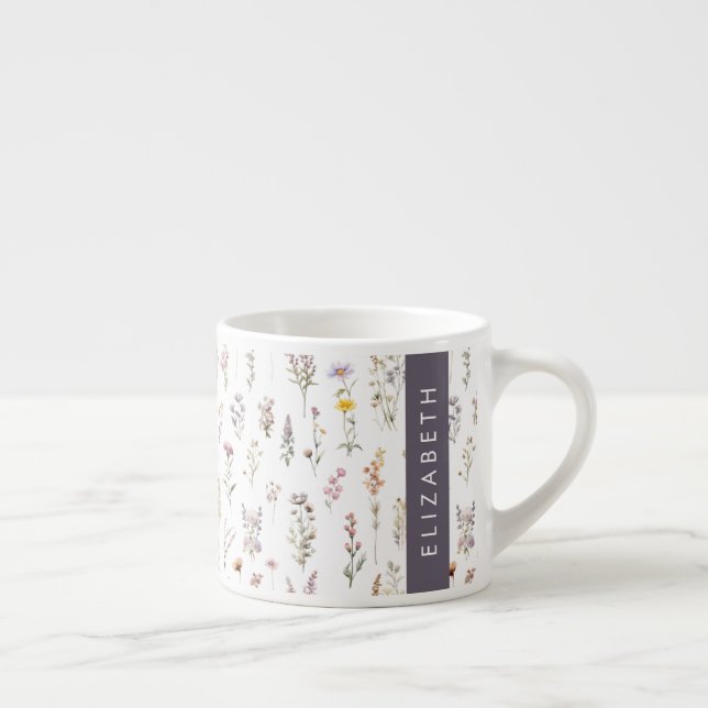 Colourful Flowers, Wildflowers, Greenery, Your Nam Espresso Cup (Right)