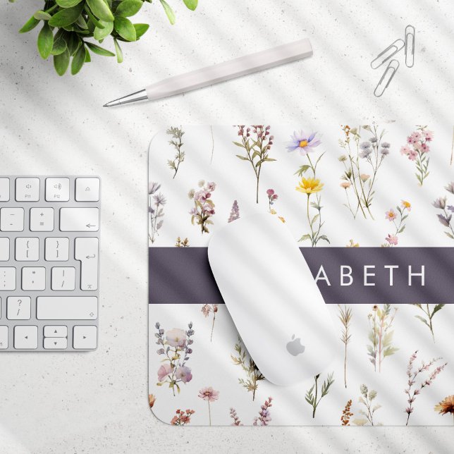 Colourful Flowers, Wildflowers, Greenery, Your Nam Mouse Mat (Creator Uploaded)