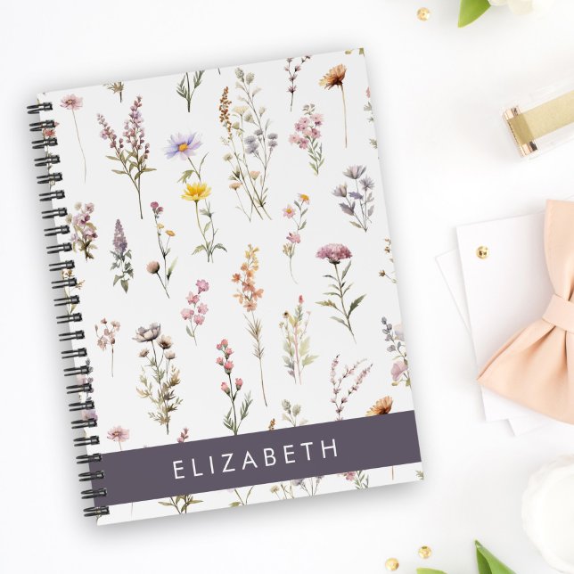 Colourful Flowers, Wildflowers, Greenery, Your Nam Notebook (Creator Uploaded)