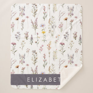 Colourful Flowers, Wildflowers, Greenery, Your Nam Sherpa Blanket
