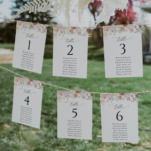Colourful Flowers, Wildflowers, Seating Chart Card