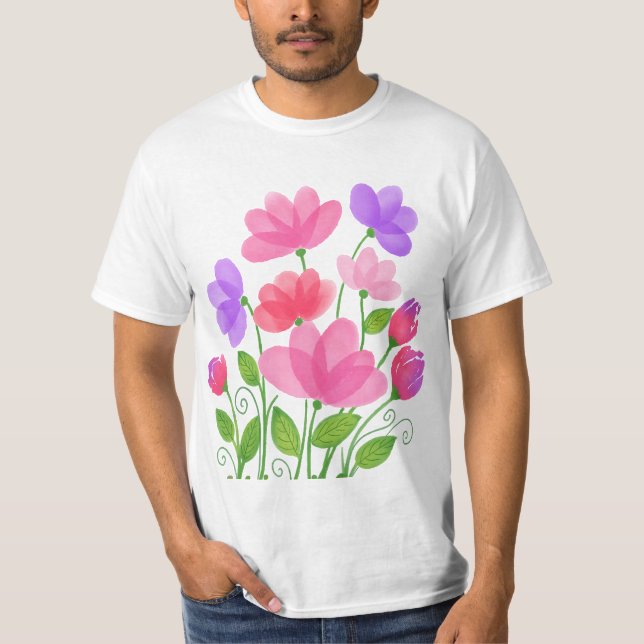 Colourful Flowers  Wrap  T-Shirt (Front)