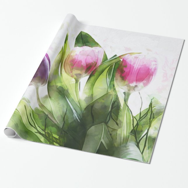 Colourful Flowers Wrapping Paper (Unrolled)