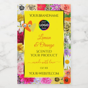 Colourful Flowers Yellow Product Labels Hearts Log