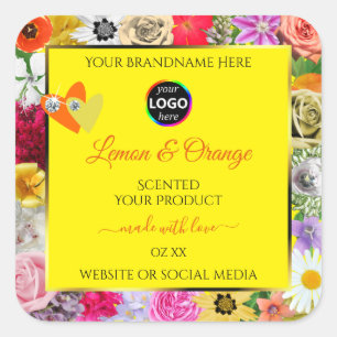 Colourful Flowers Yellow Product Labels Hearts Log